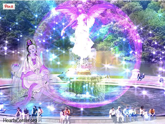 Kuan Yin by fountain